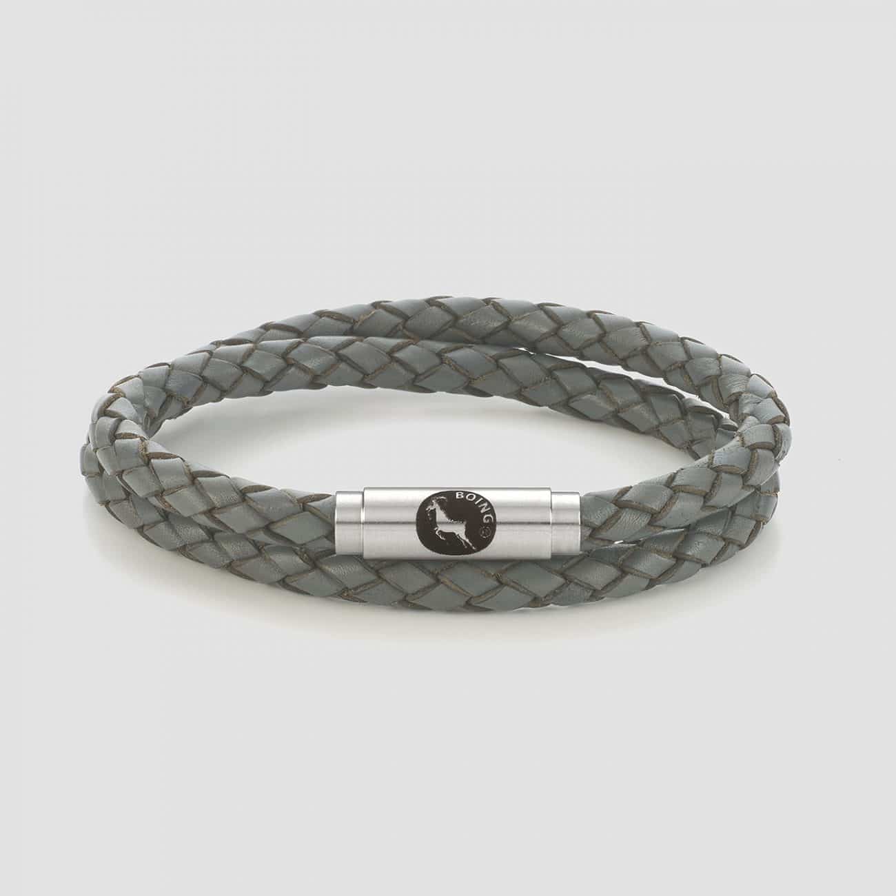 Grey leather bracelet