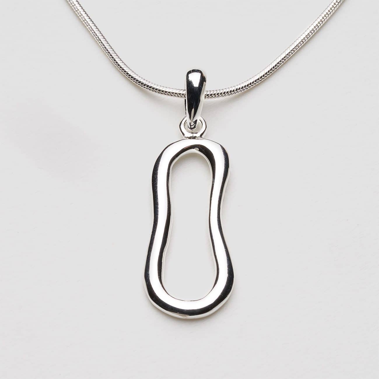 Silver shaped belay pendant necklace silver cord