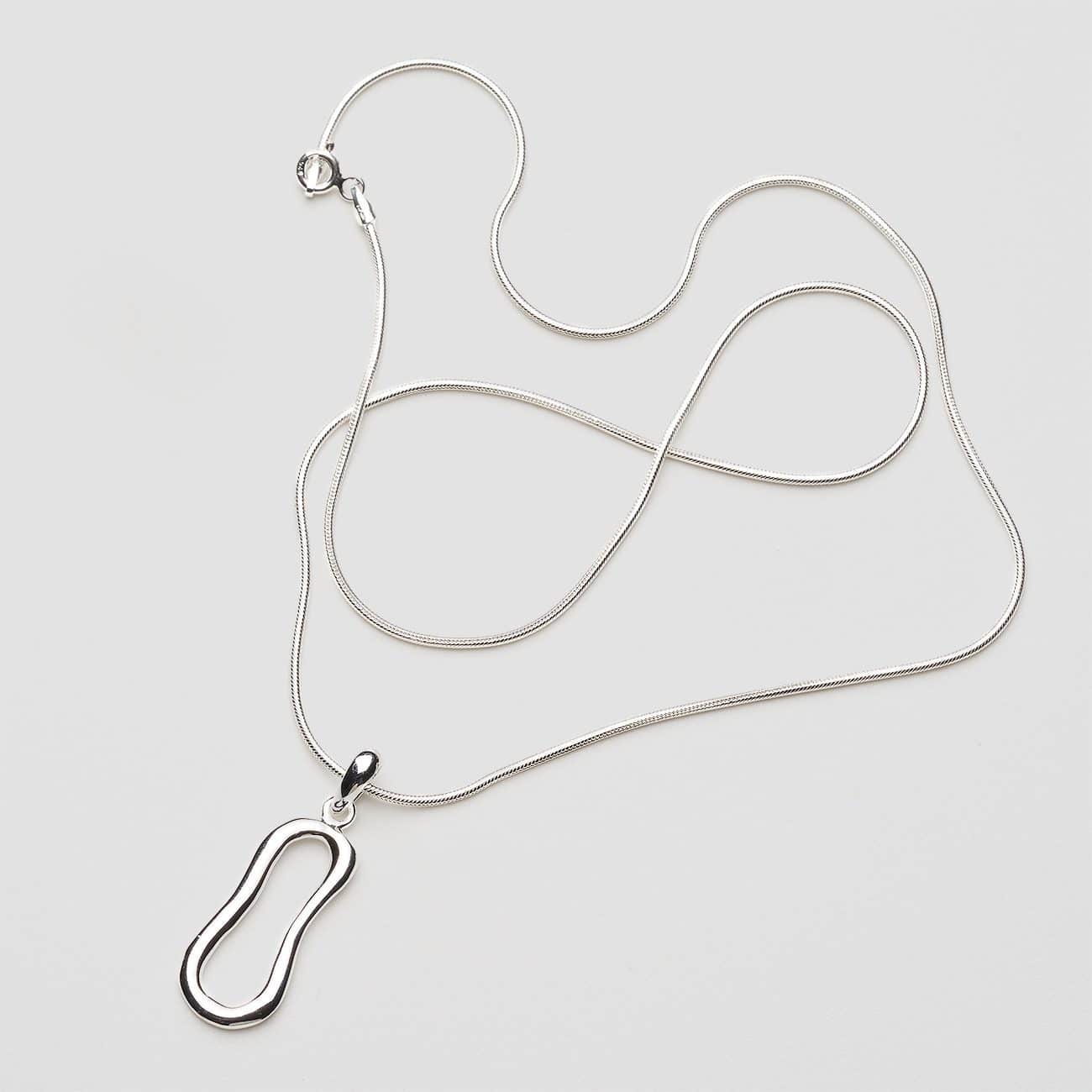 Silver shaped belay pendant necklace silver cord